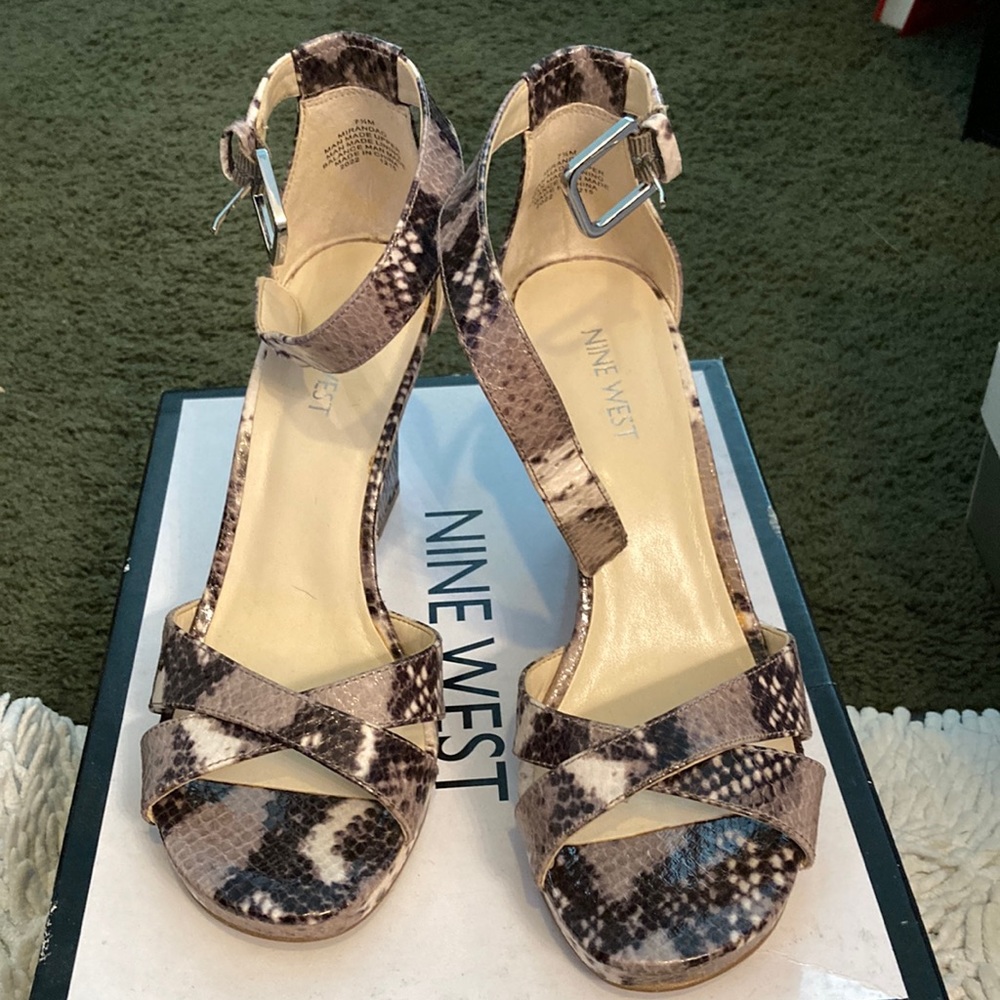 Nine West Miranda Python Wedge Sandals - image 1